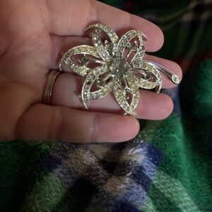 Sarah Cov silver and Rhinestone brooch